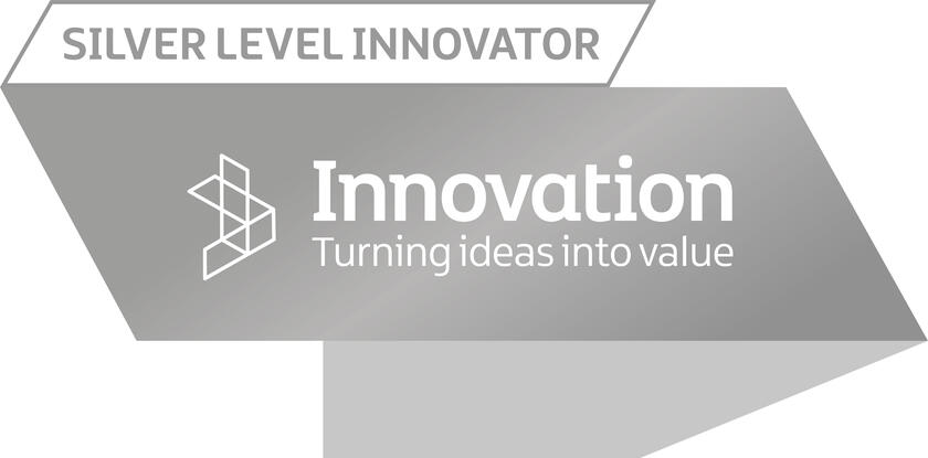 Silver level innovator badge. Innovation. Turning ideas into value.